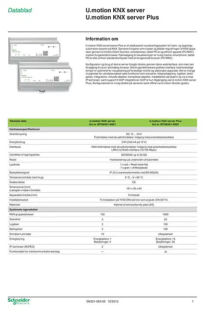 schneider施耐德U.motion KNX 服务器和 KNX Plus 增强型服务器 - 用户指南